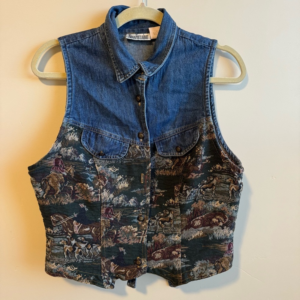 Nina Piccalino Blue Denim Vest - Picture 1 of 7
